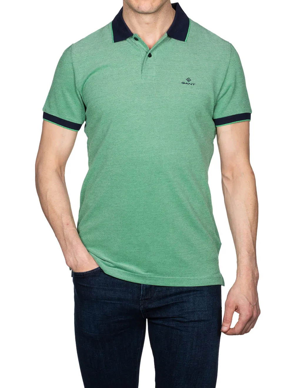 4-colour Oxford Pique Ss Rugger Grass Green