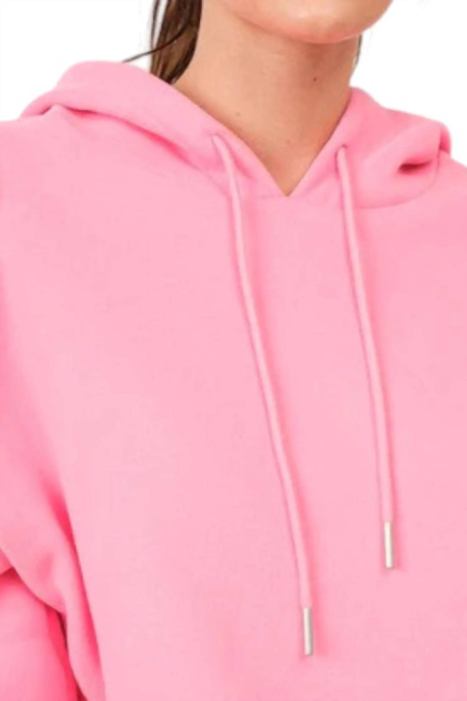 Abigail Loose Fit Cropped Hoodie Sweatshirt In Pink