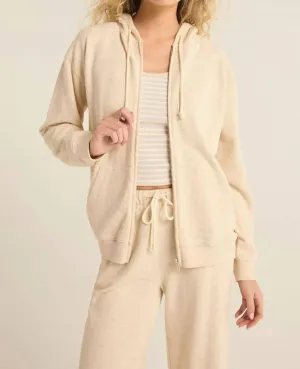 Academy Zip Up Hoodie In Oatmeal Heather