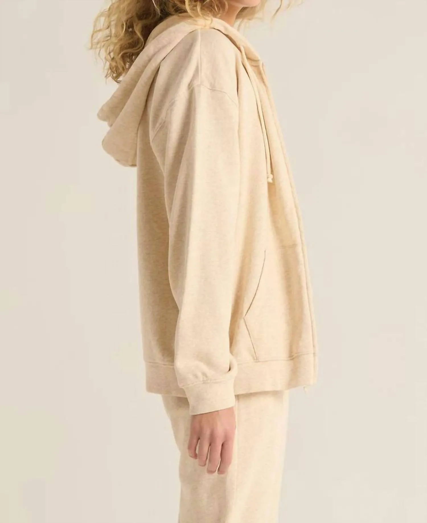 Academy Zip Up Hoodie In Oatmeal Heather