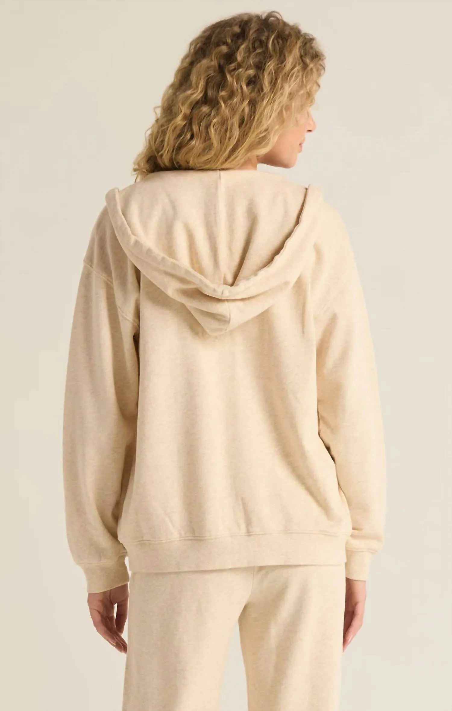 Academy Zip Up Hoodie In Oatmeal Heather