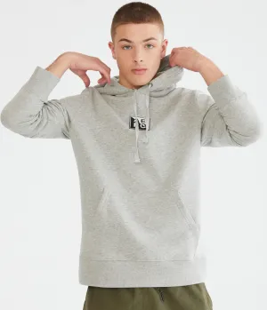 Aeropostale Mens' Stacked Split Box Logo Pullover Hoodie - Grey - Size L - Cotton - Teen Fashion & Clothing Light Heather Grey Aeropostale