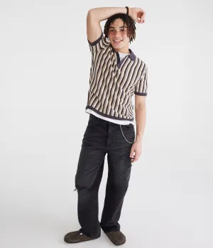 Aeropostale Vertical Stripe Sweater Polo