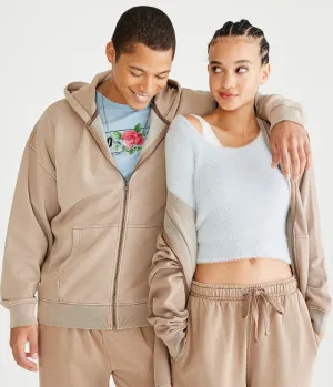 Aeropostale Womens' Essentials Full-Zip Hoodie - Light Brown - Size M - Cotton - Teen Fashion & Clothing Cognac Aeropostale