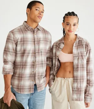 Aeropostale Womens' Long Sleeve Plaid Flannel Shirt - Beige - Size XL - Cotton - Teen Fashion & Clothing Canvas Tote Aeropostale