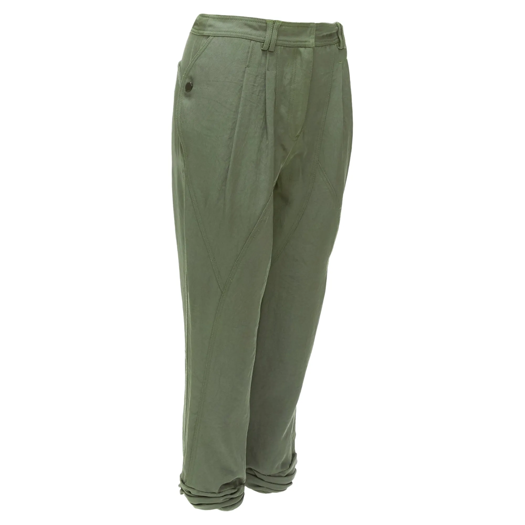 Alexander Wang Twill Panelled Back Pockets Ruched Hem Safari Pants