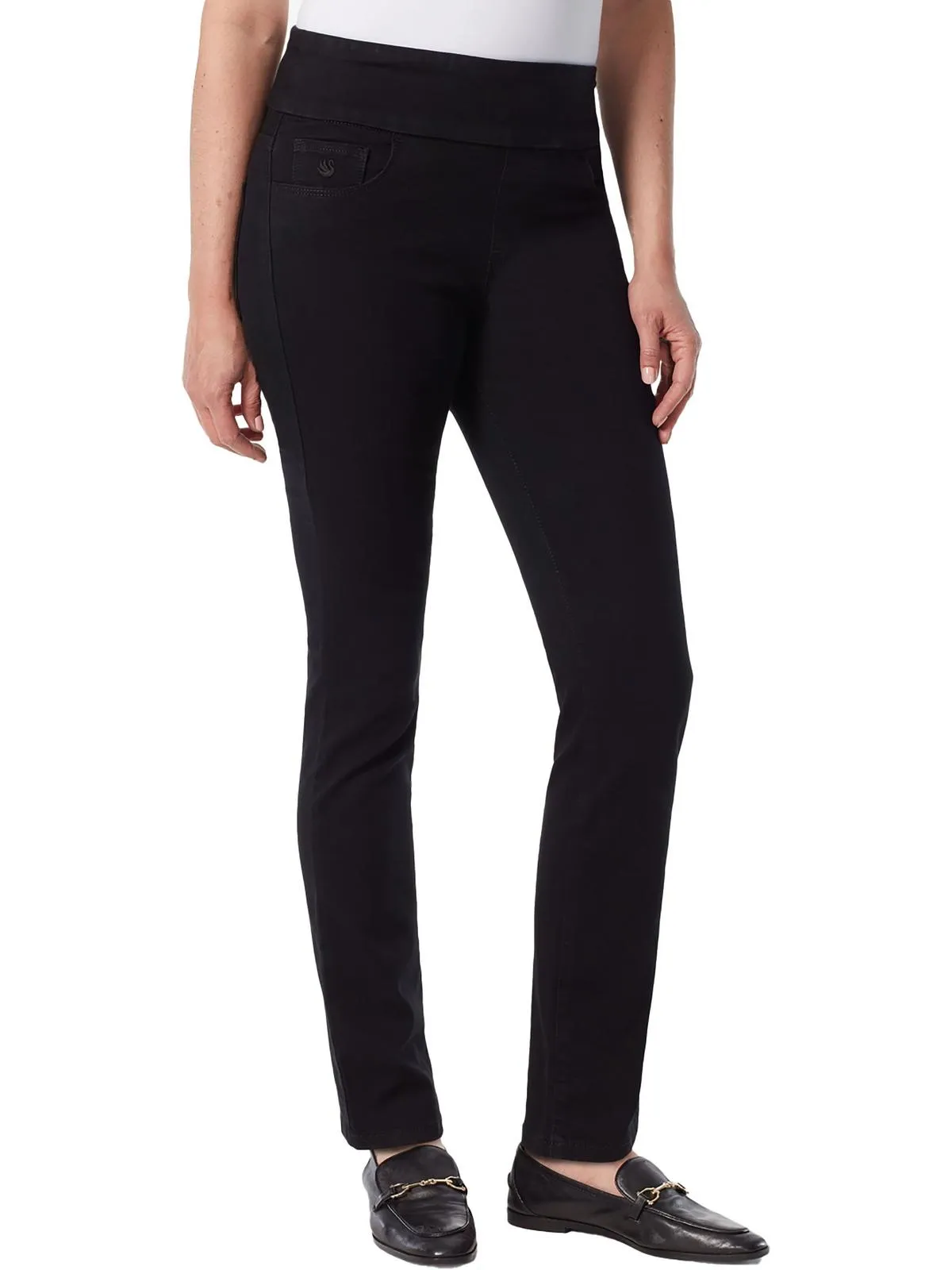 Amanda Womens High Rise Pull On Straight Leg Jeans
