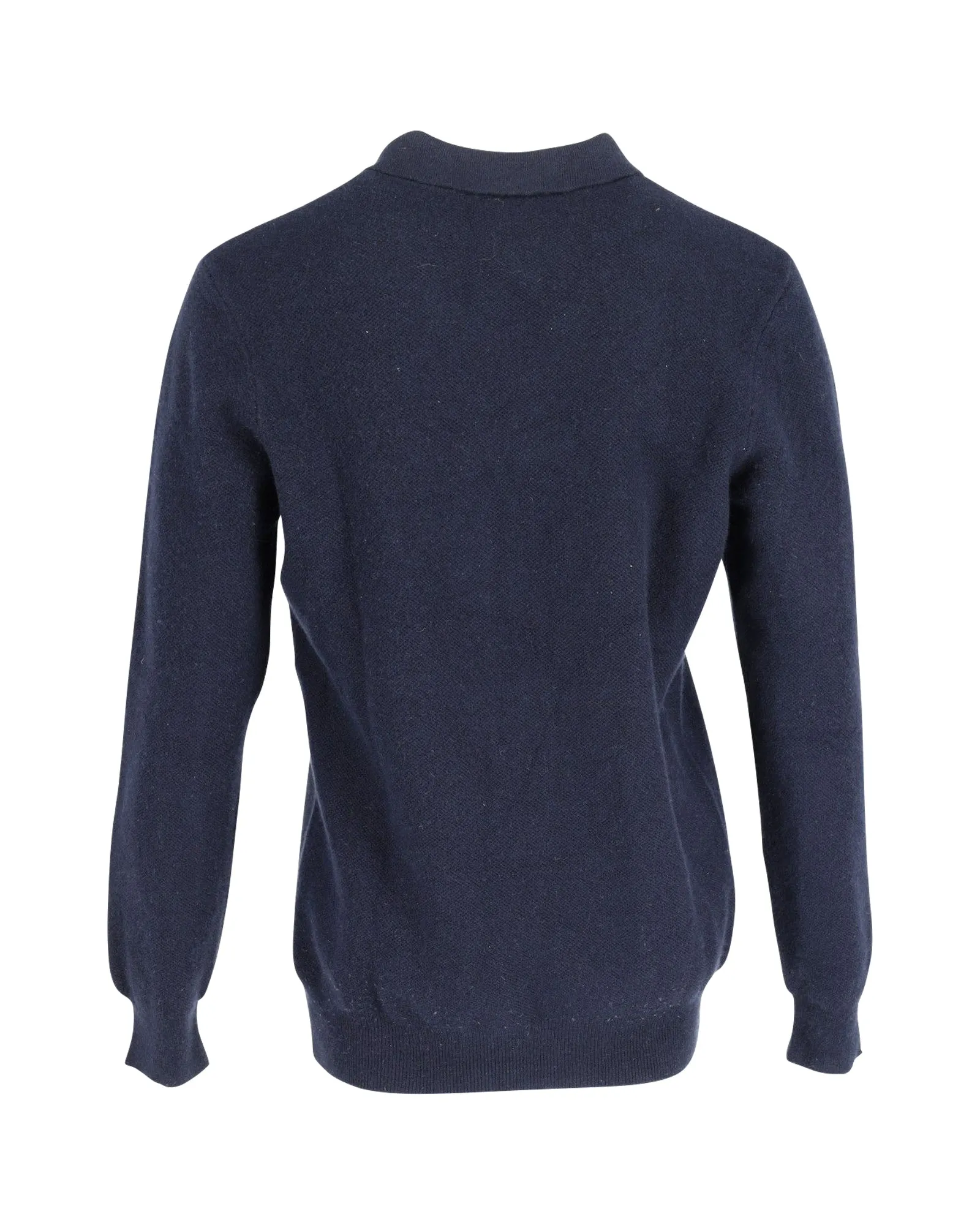 A.P.C. Long Sleeve Polo Shirt in Navy Blue Wool