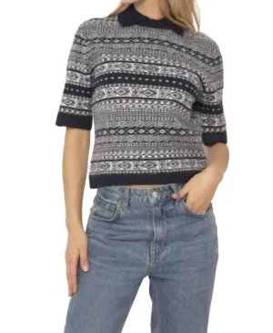 Arlo Mini Fairisle Polo In Navy