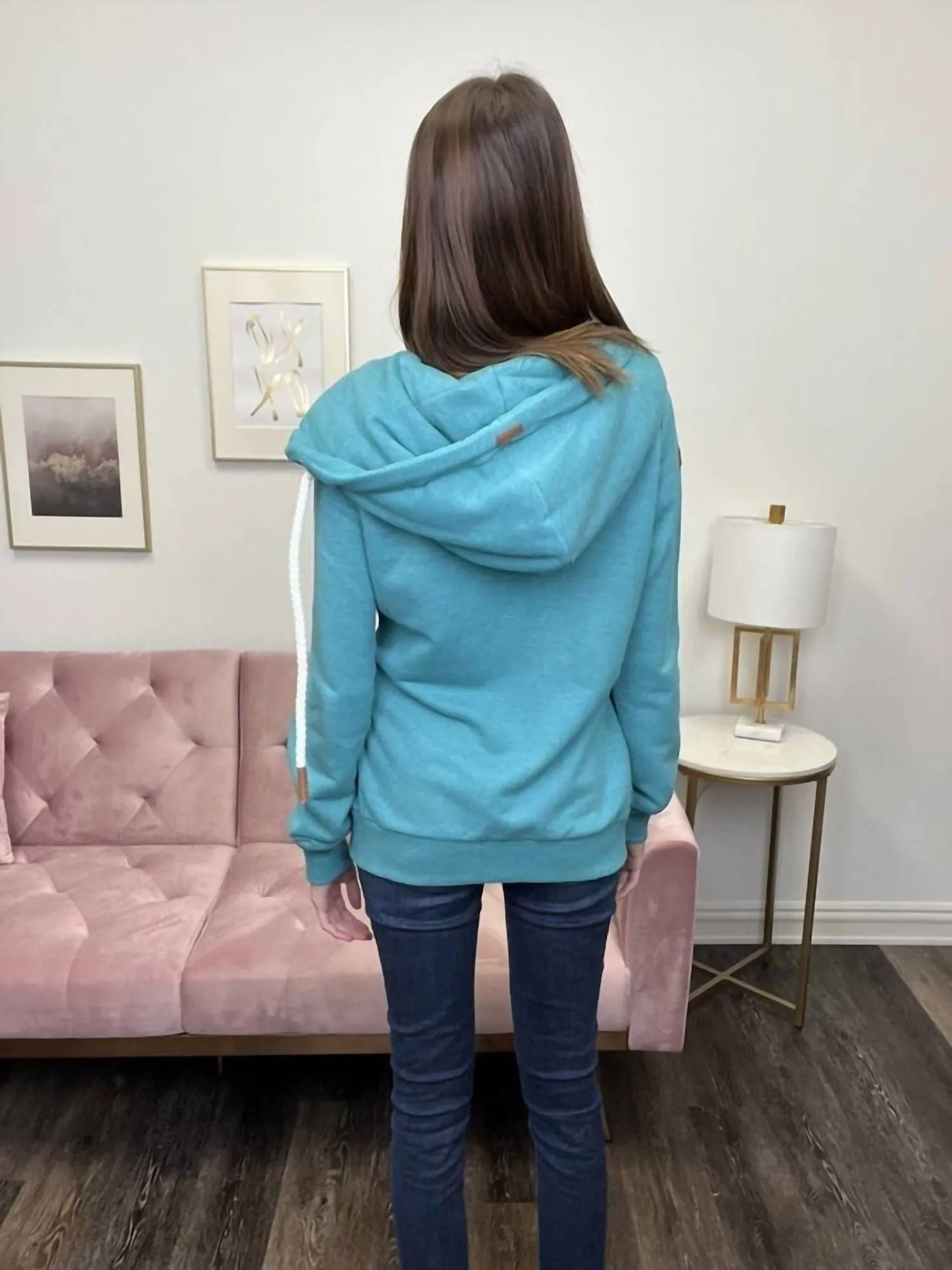 Athena Full Zipper Hoodie In Lake