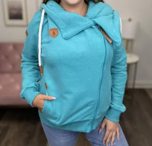 Athena Full Zipper Hoodie In Lake