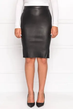 Avana Leather Pencil Skirt In Black