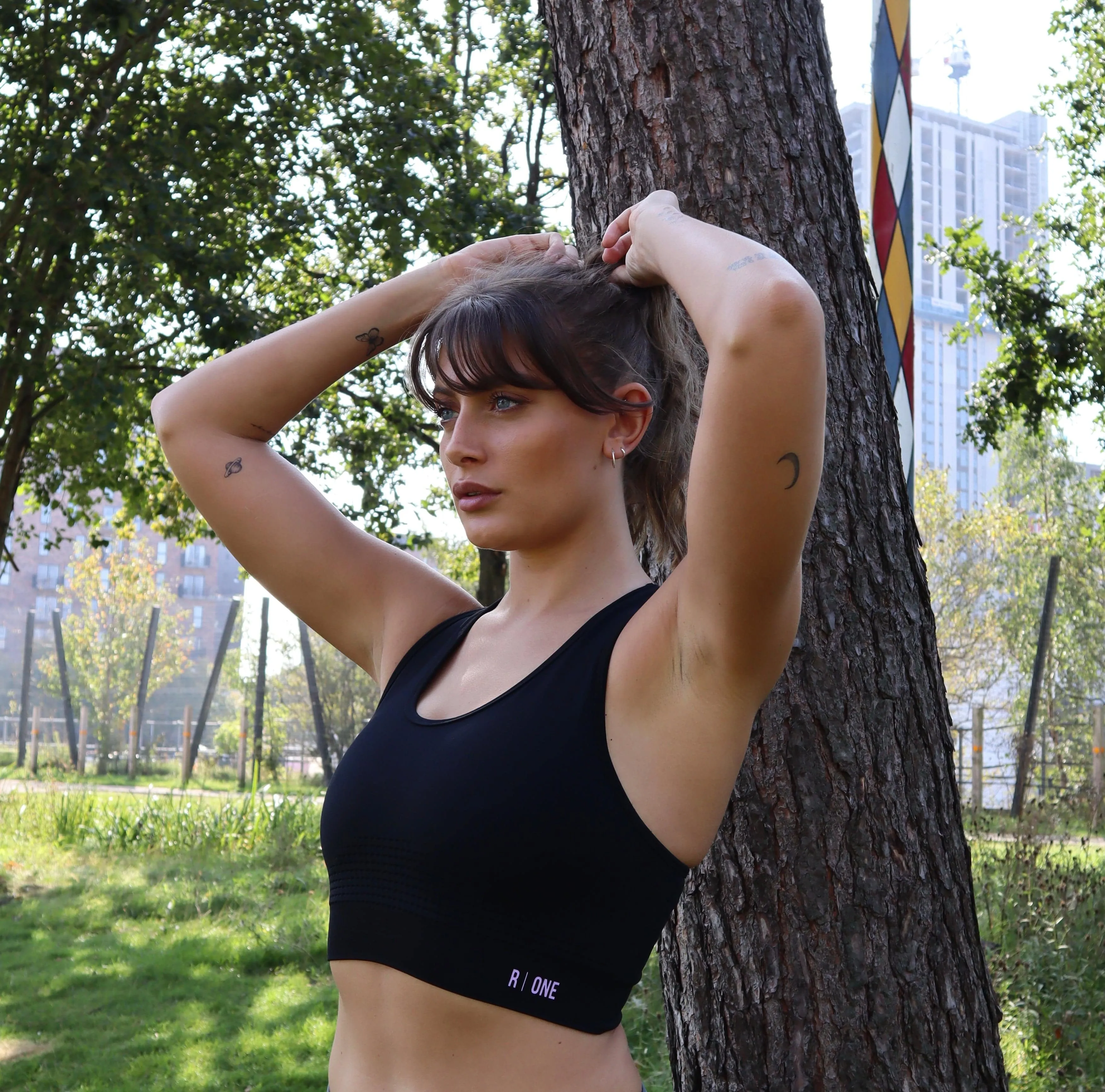 B-Confident Q-NOVA® Regenerated Material Nylon Sports Bra | Black