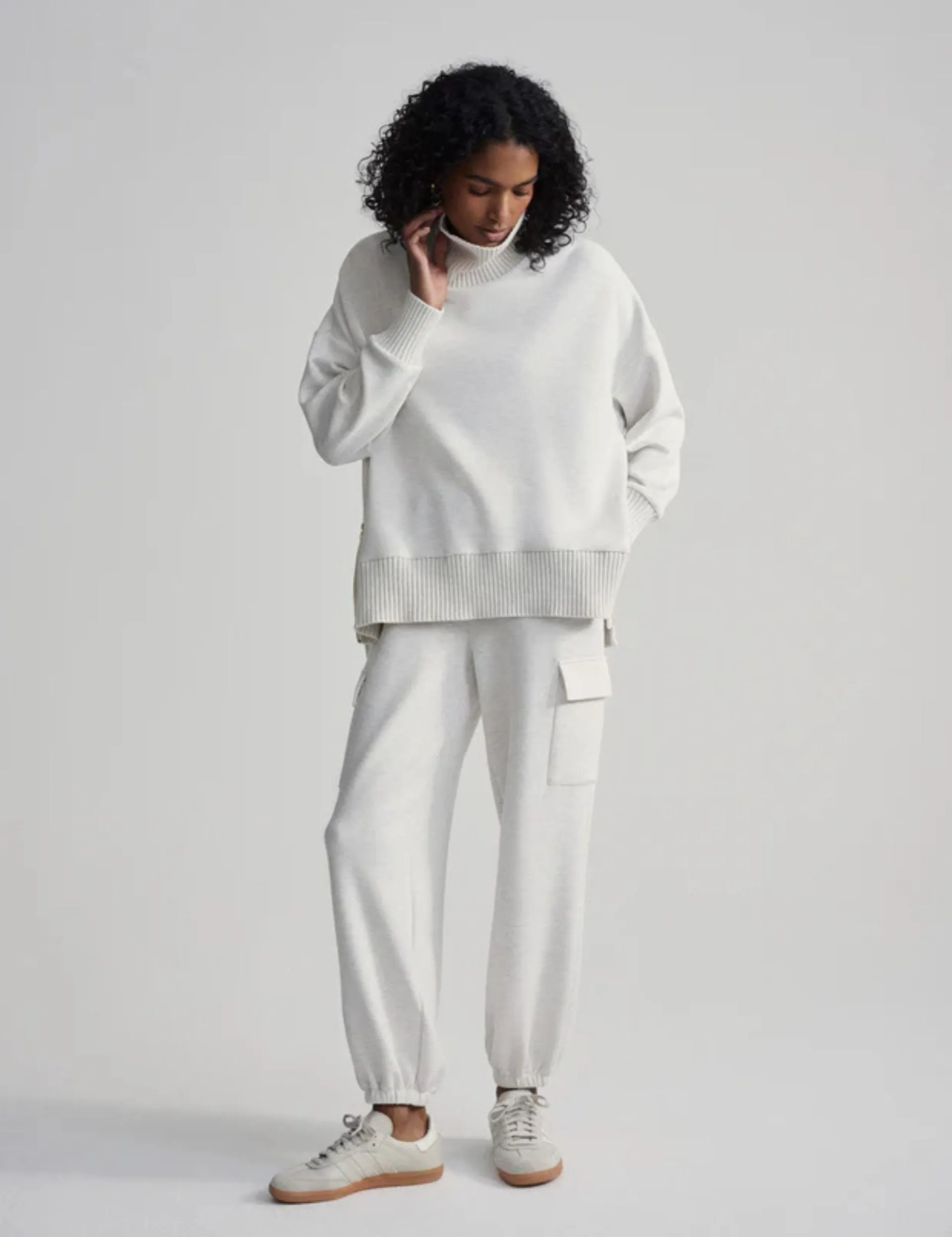 Barker High-Neck Sweat - Ivory Marl