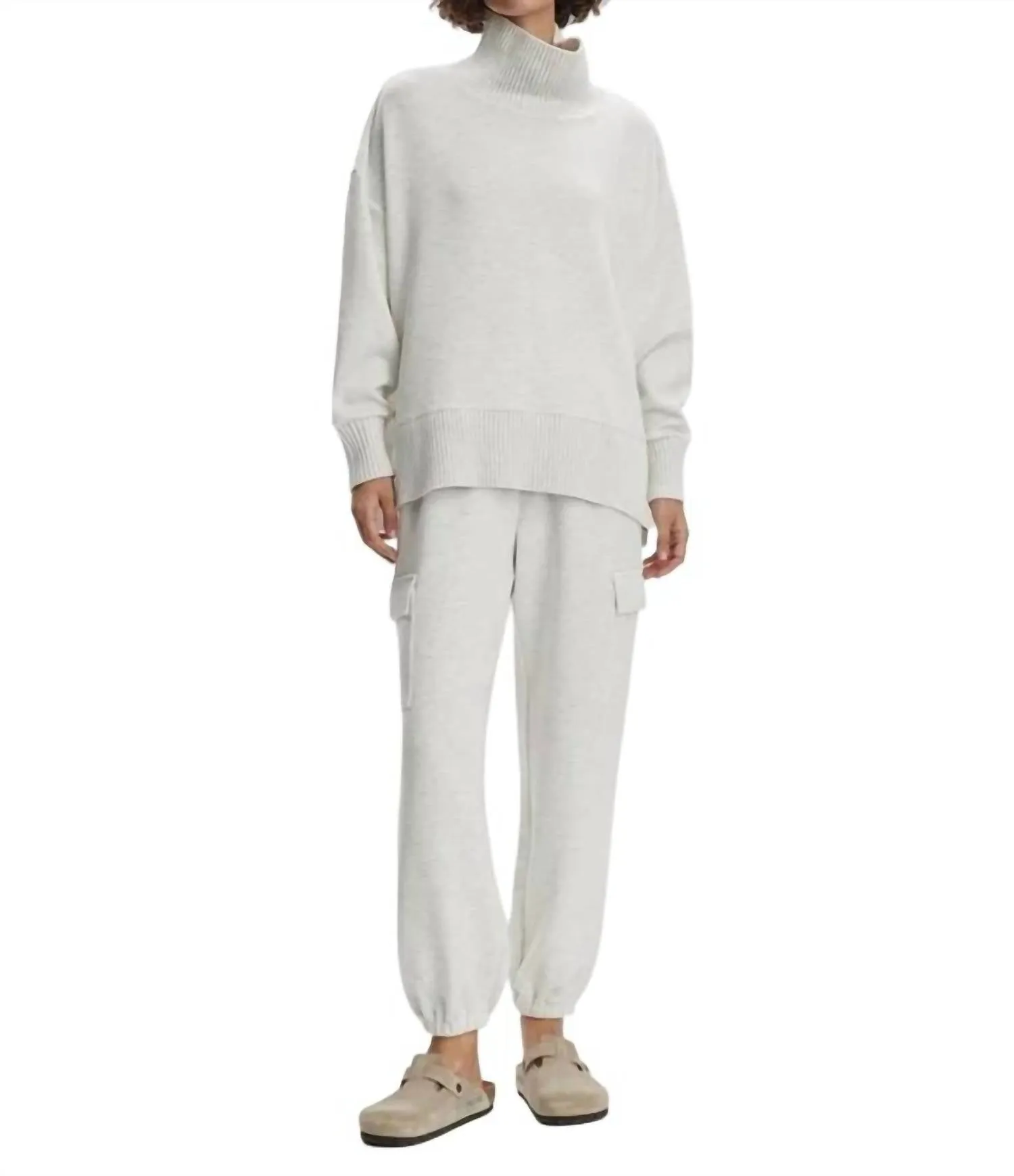 Barker High Neck Sweatshirt In Ivory Marl