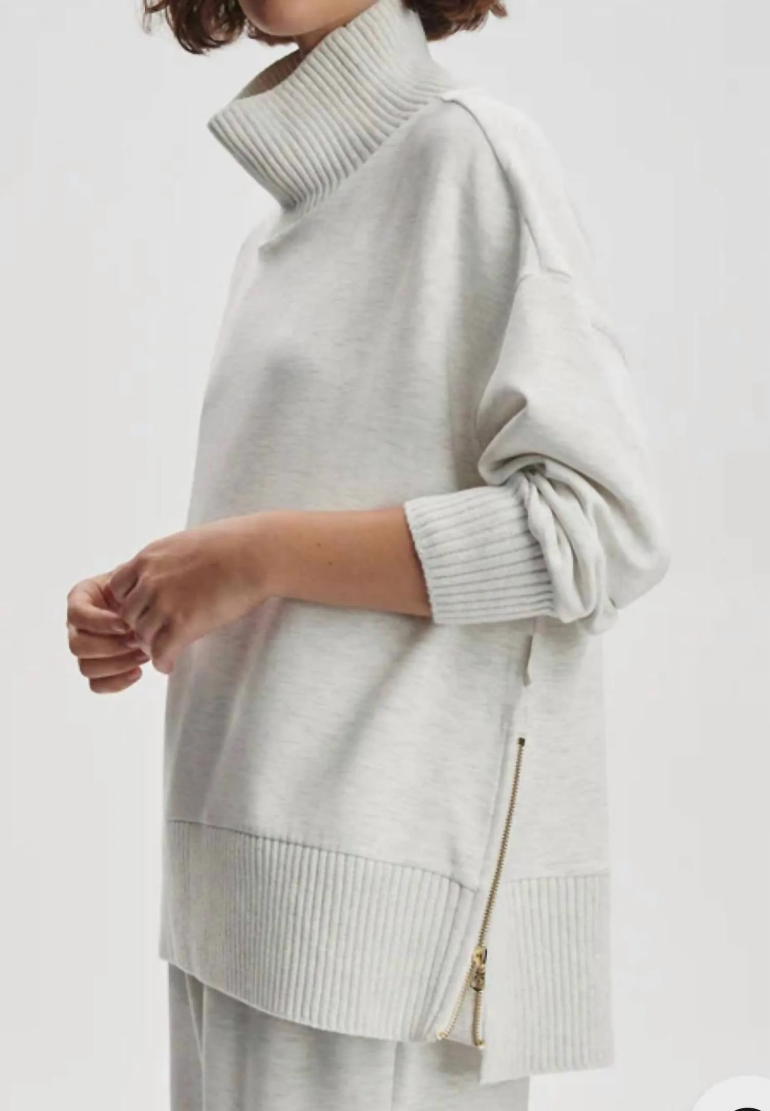 Barker High Neck Sweatshirt In Ivory Marl