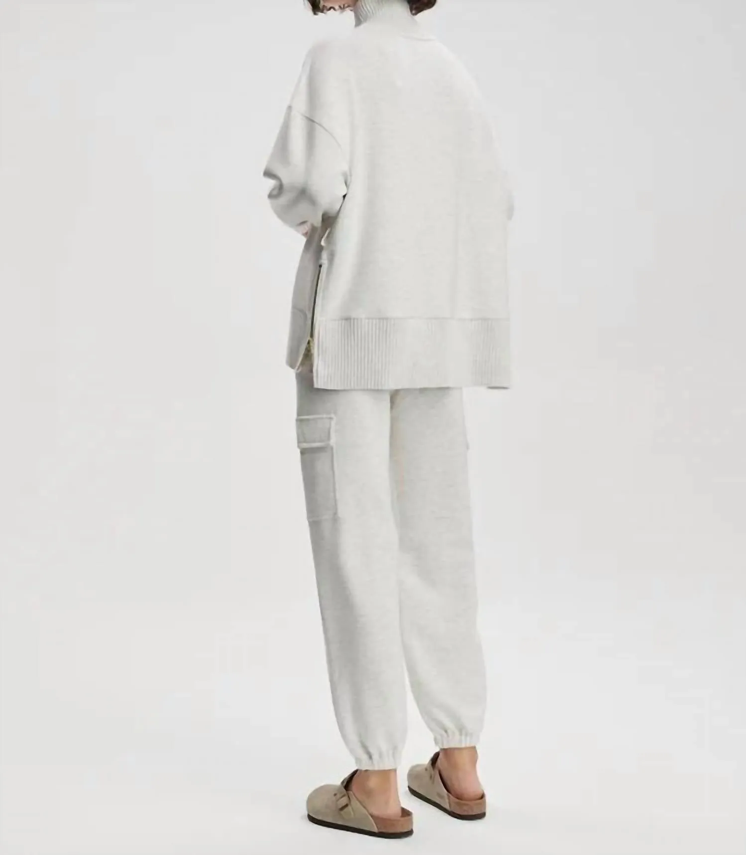 Barker High Neck Sweatshirt In Ivory Marl