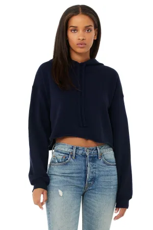 Bella   Canvas Womens Cropped Fleece Hooded Sweatshirt Hoodie - Navy Blue