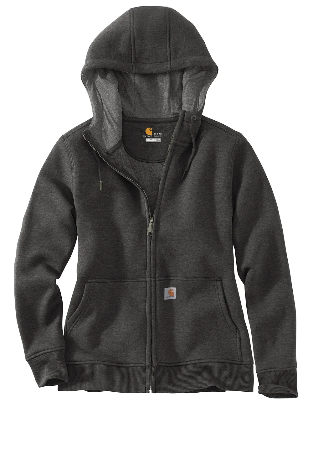 Carhartt Womens Clarksburg Full Zip Hooded Sweatshirt Hoodie w/ Pockets - Heather Carbon Grey