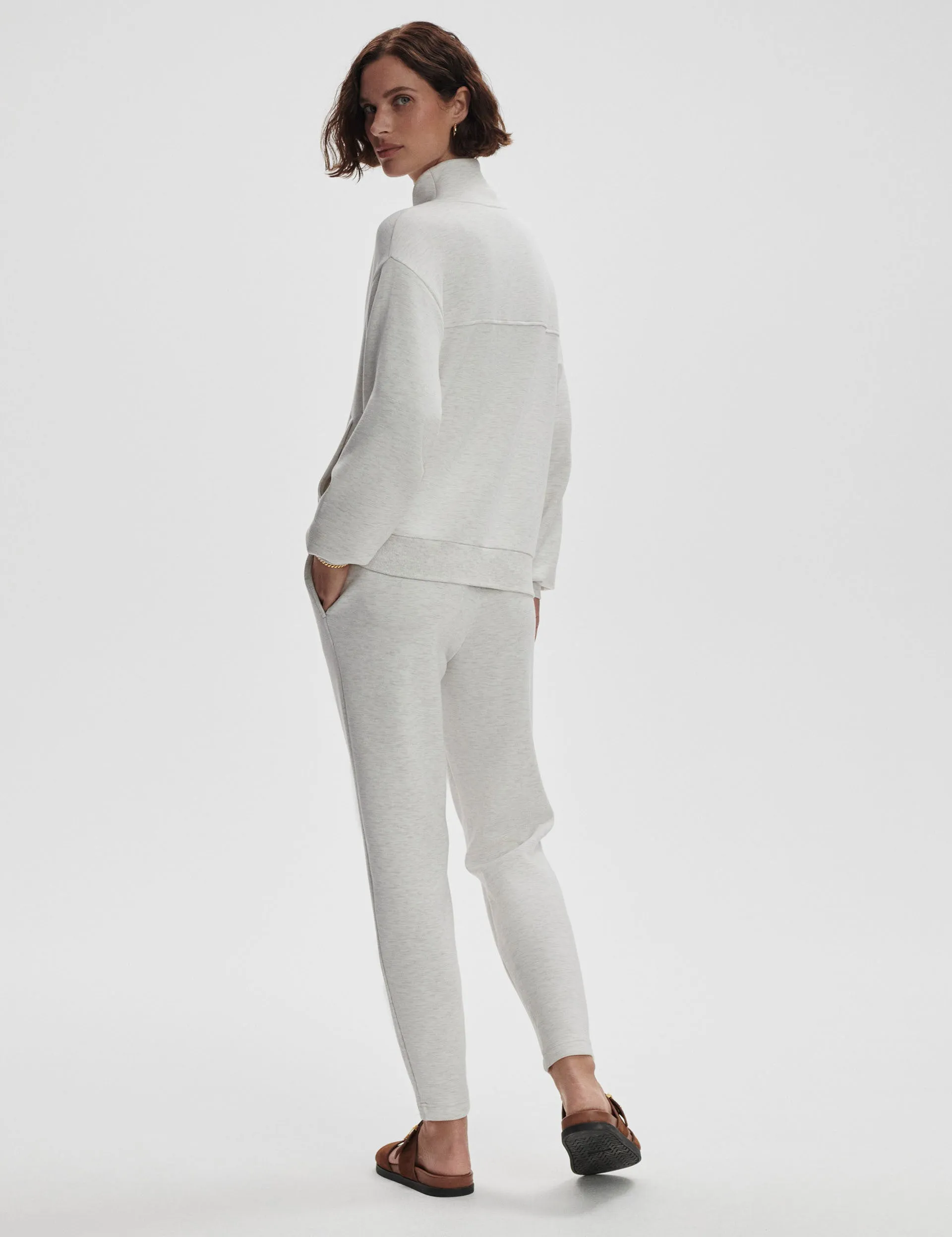 Celeste Button Through Sweat - Ivory Marl