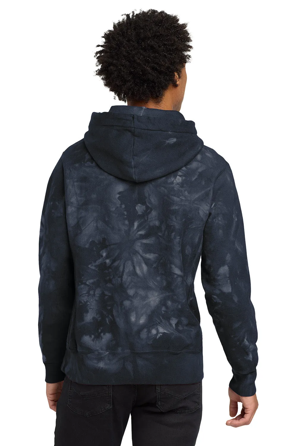 Champion Mens Reverse Weave Scrunch Dye Hooded Sweatshirt Hoodie w/ Pouch Pocket - Navy Blue