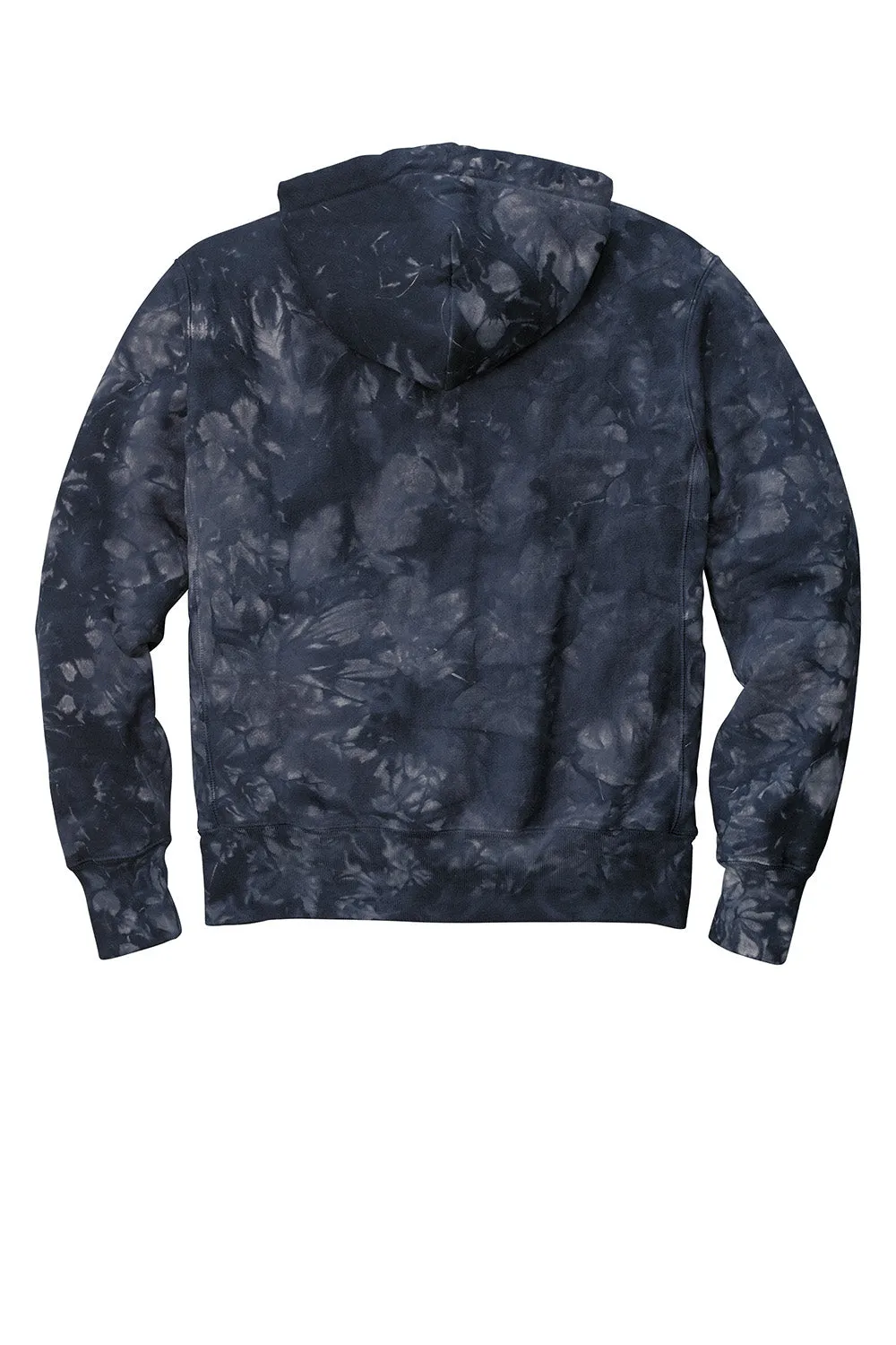 Champion Mens Reverse Weave Scrunch Dye Hooded Sweatshirt Hoodie w/ Pouch Pocket - Navy Blue