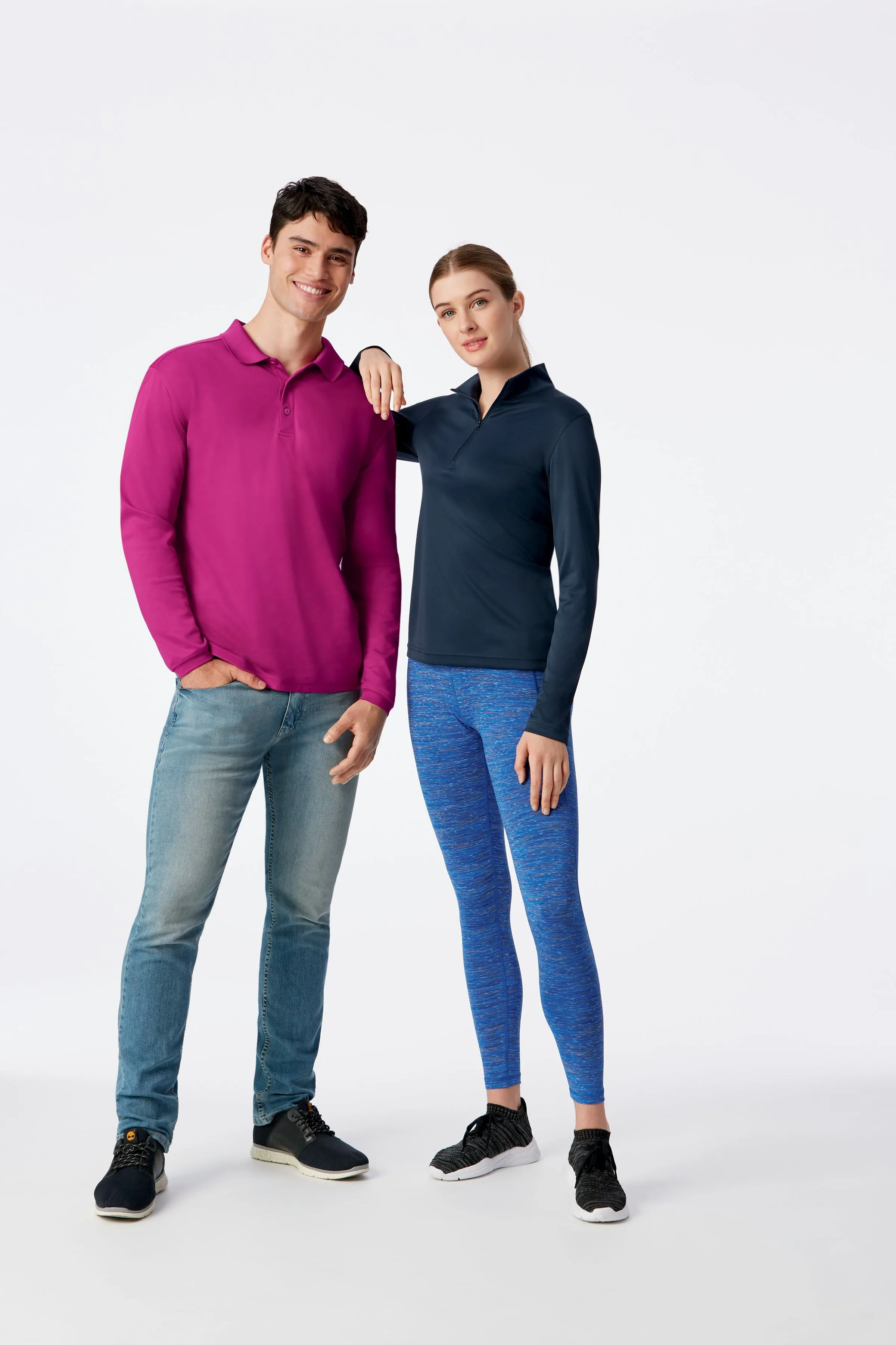 Clique Spin Eco Performance Pique Long Sleeve Mens Polo
