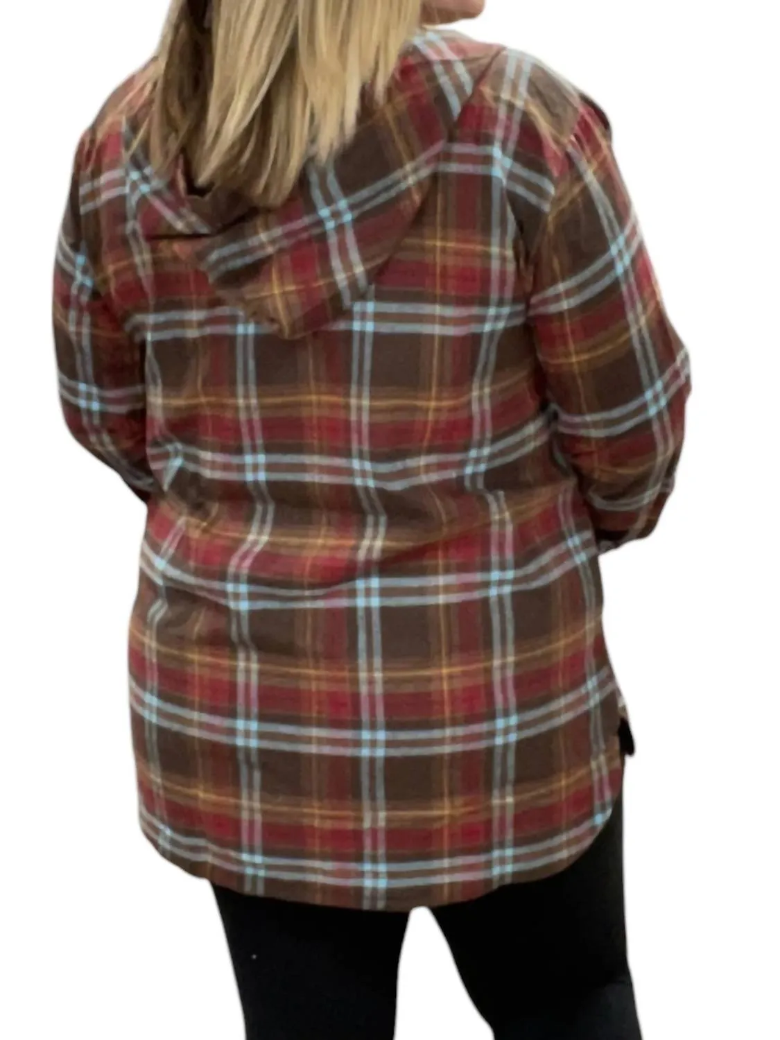 Color Stitched Brush Thermal Top In Red/brown