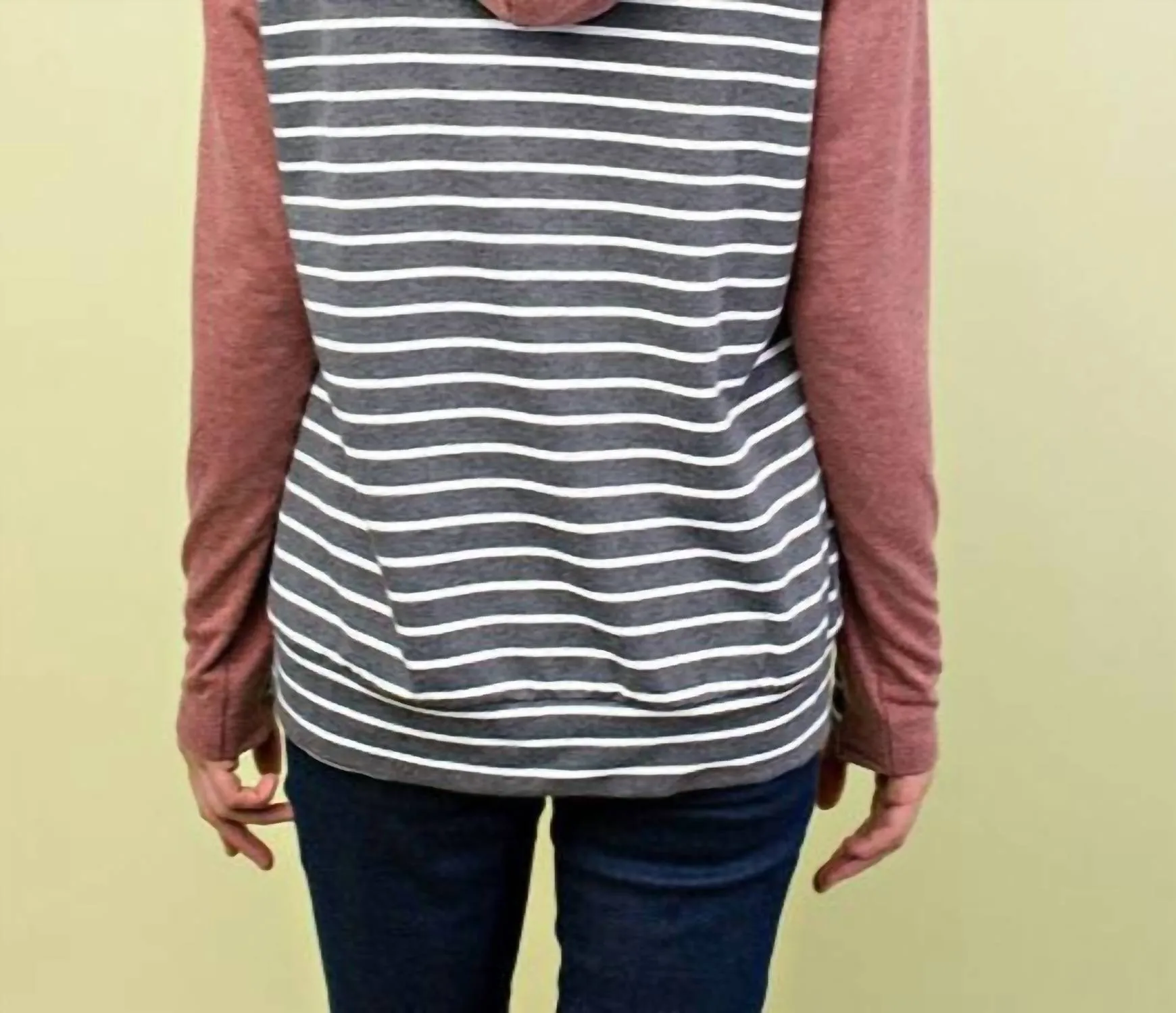 Colorblock Double Hood Hoodie In Gray