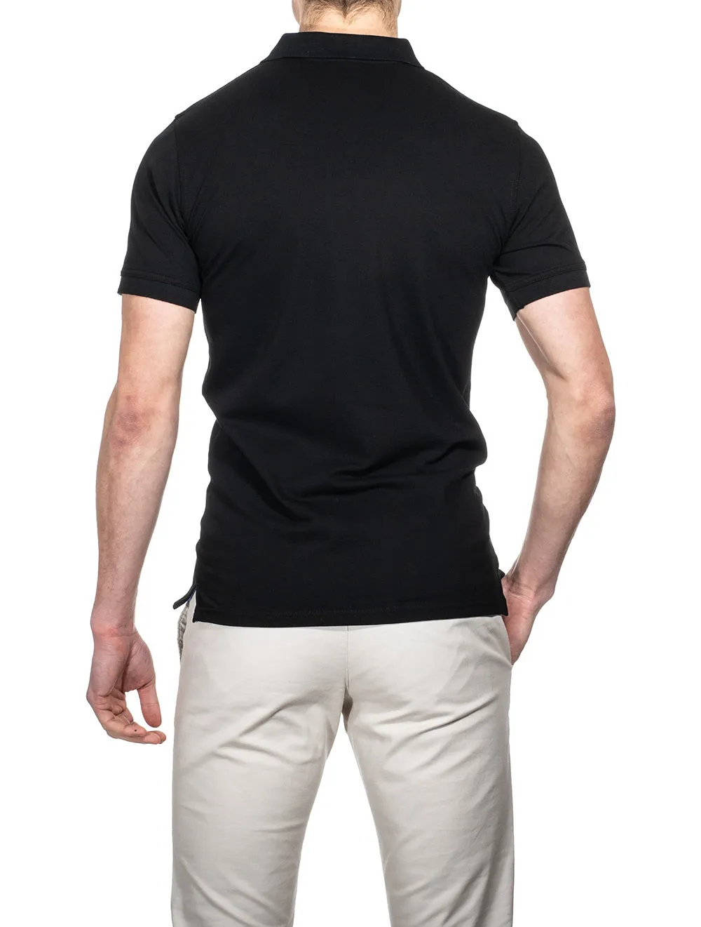 Contrast Collar Piqu�� Polo Shirt Black