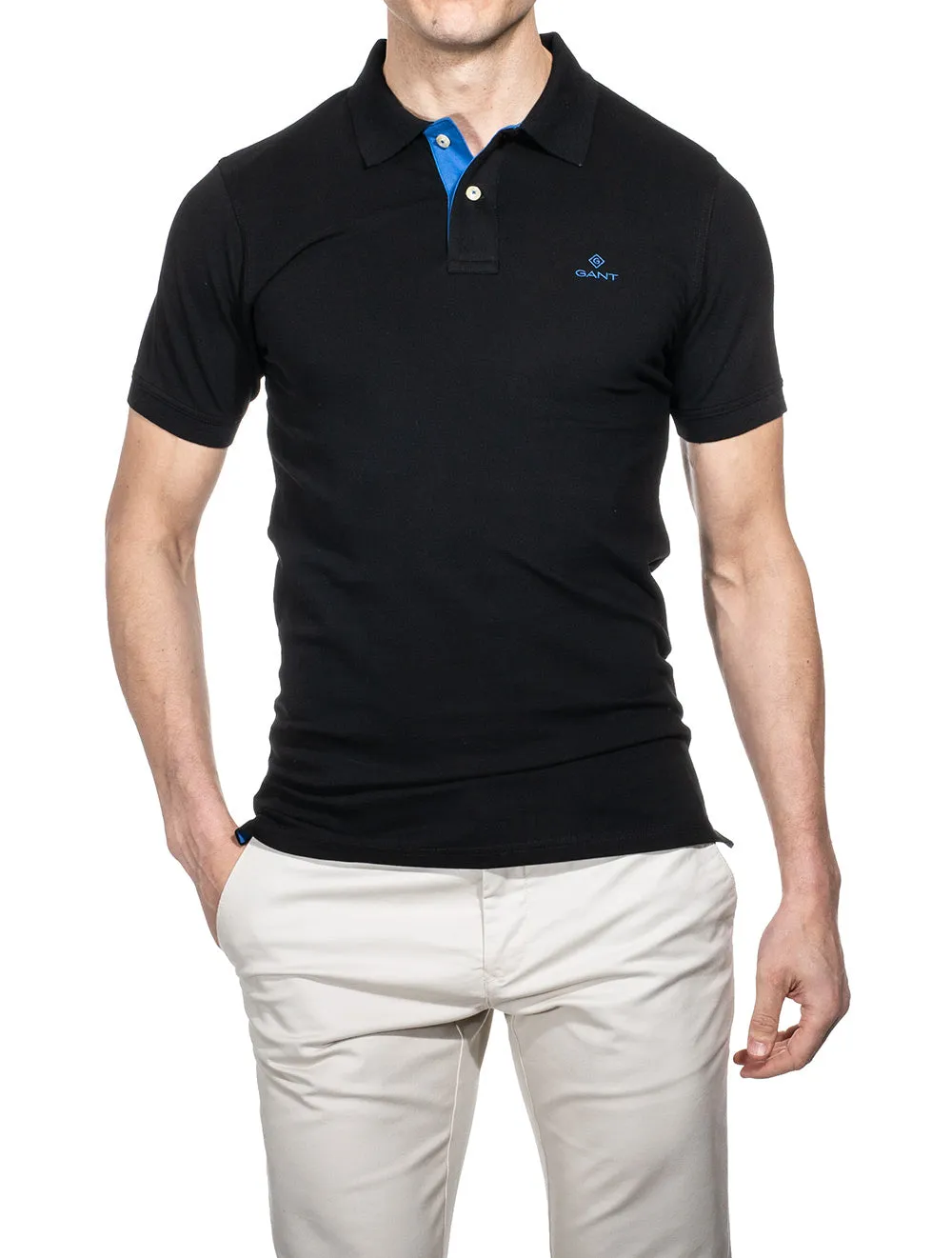 Contrast Collar Piqu�� Polo Shirt Black