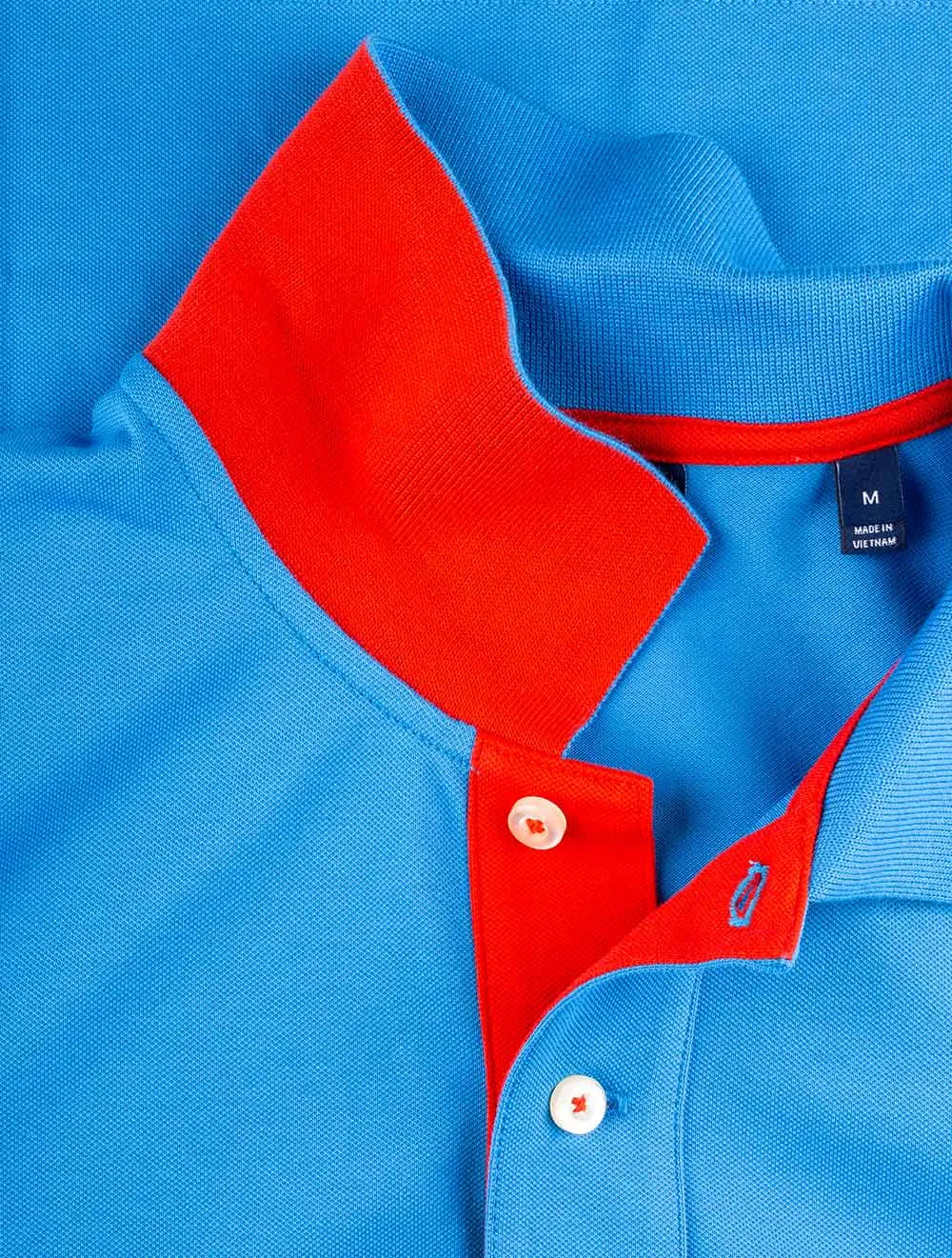 Contrast Collar Piqu�� Polo Shirt Clear Blue