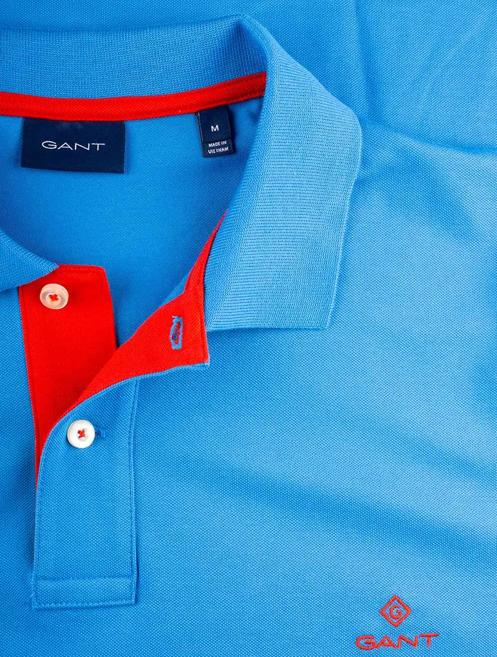 Contrast Collar Piqu�� Polo Shirt Clear Blue