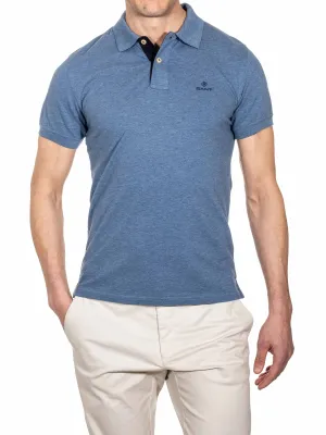 Contrast Collar Piqu�� Polo Shirt Denim Blue Mel