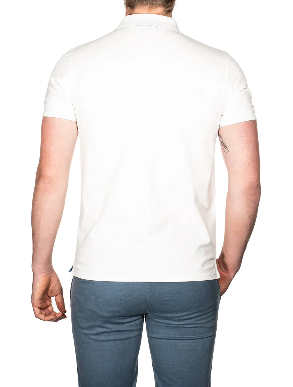 Contrast Collar Piqu�� Polo Shirt Eggshell