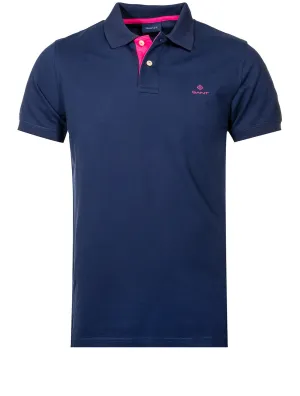 Contrast Collar Pique Short Sleeved Rugger Persian Blue