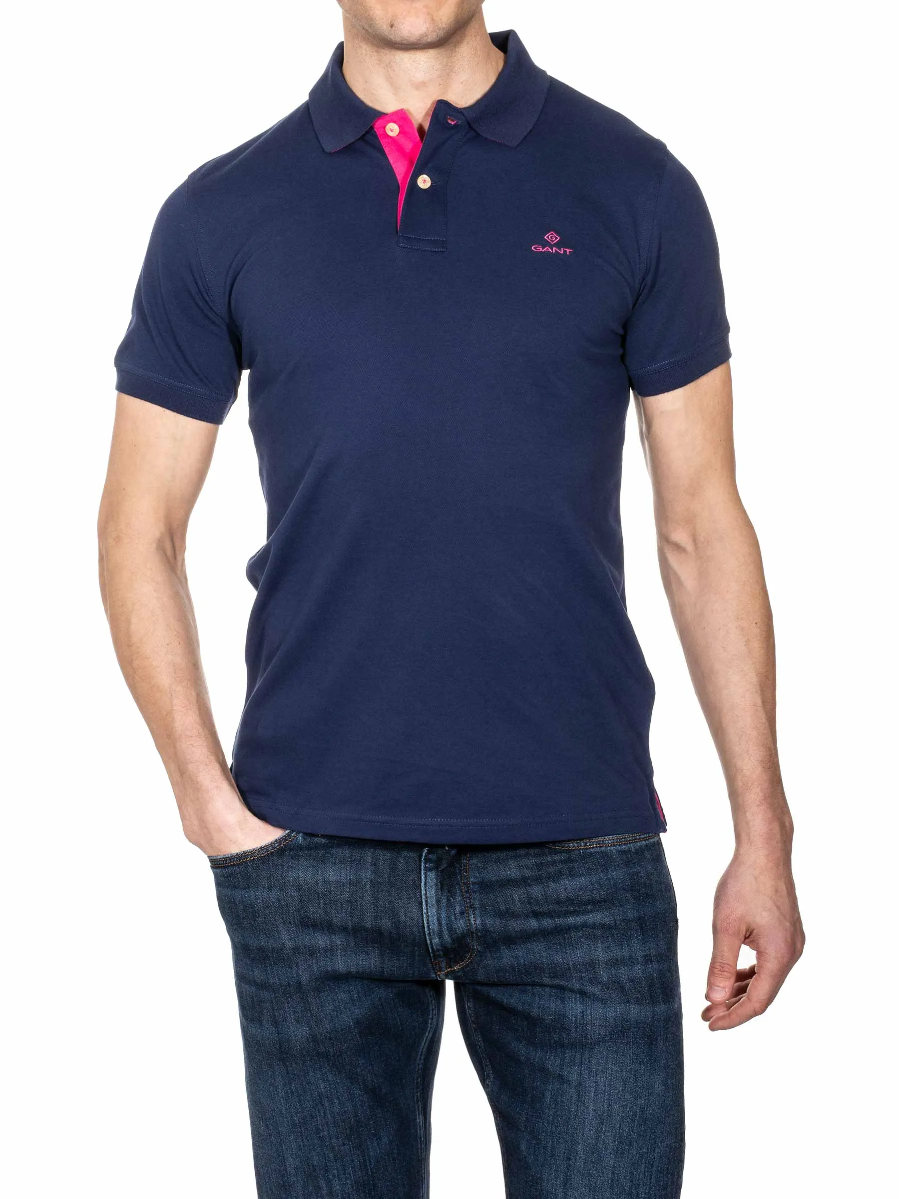 Contrast Collar Pique Short Sleeved Rugger Persian Blue
