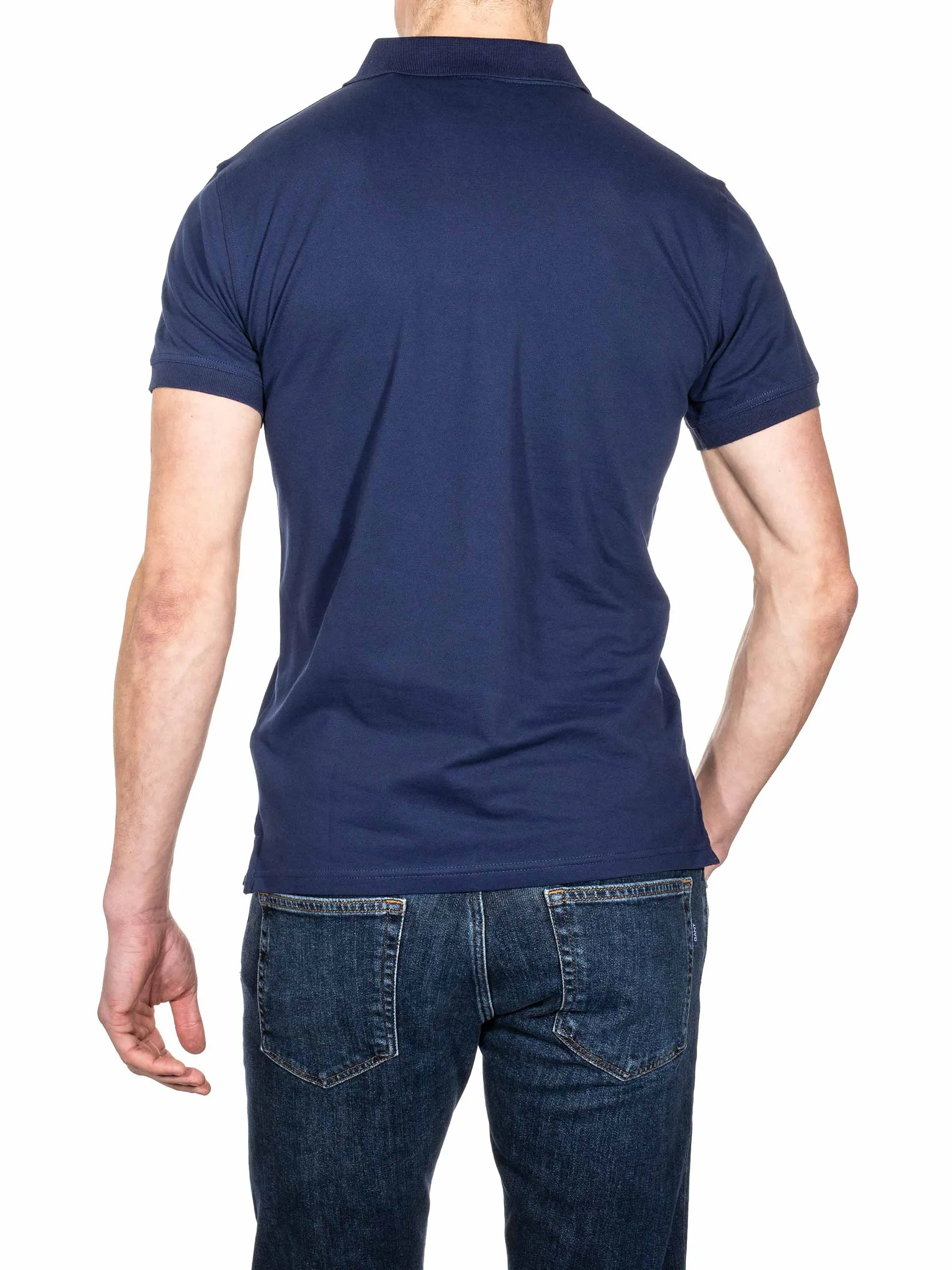 Contrast Collar Pique Short Sleeved Rugger Persian Blue