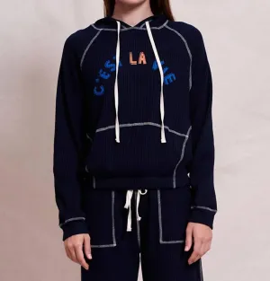 Contrast Stitch Hoodie In Deep Navy