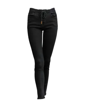 Corded Lace Le Skinny Jeans In Film Noir