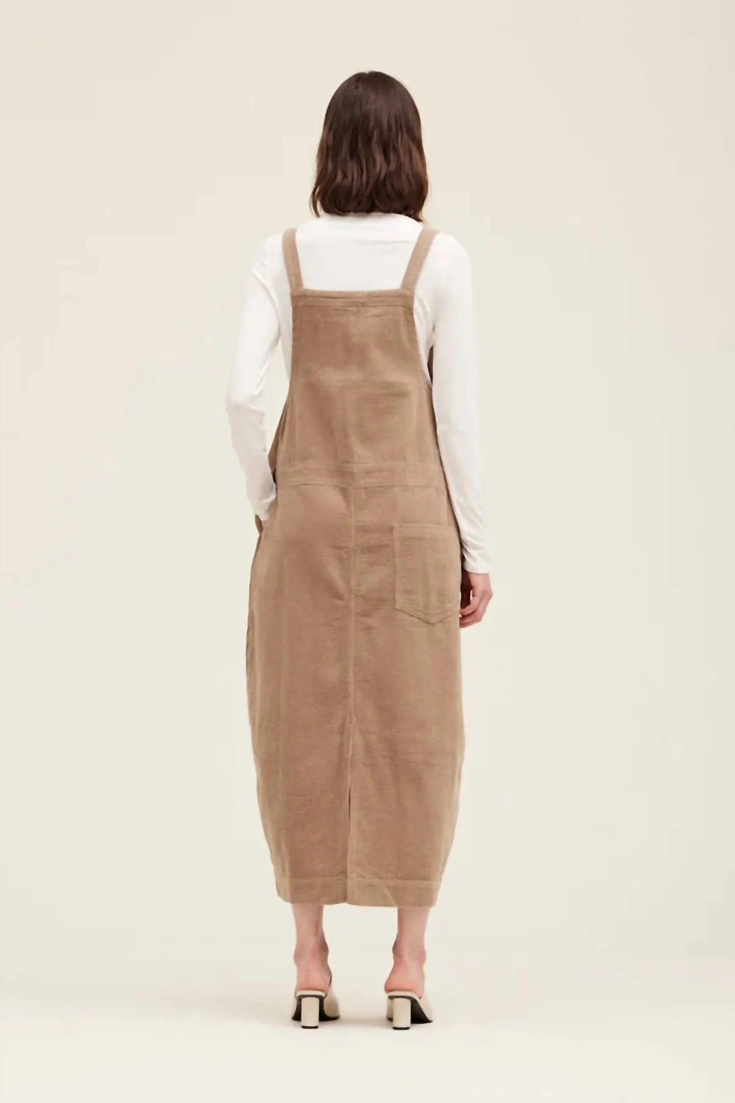 Corduroy Coverall Skirt In Tan