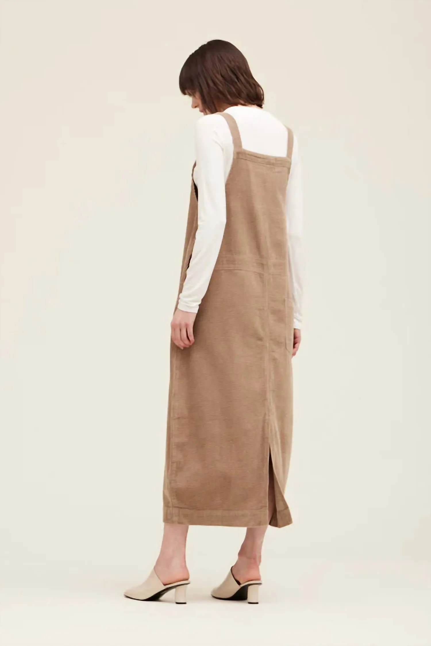 Corduroy Coverall Skirt In Tan