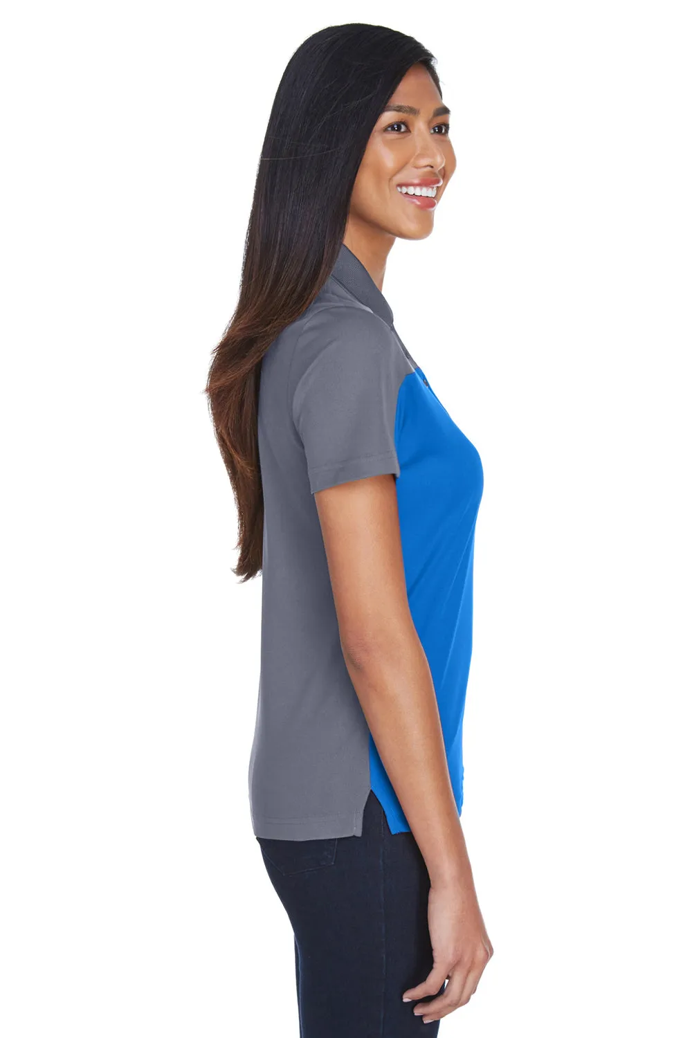 Core 365 Womens Balance Performance Moisture Wicking Short Sleeve Polo Shirt - True Royal Blue/Carbon Grey