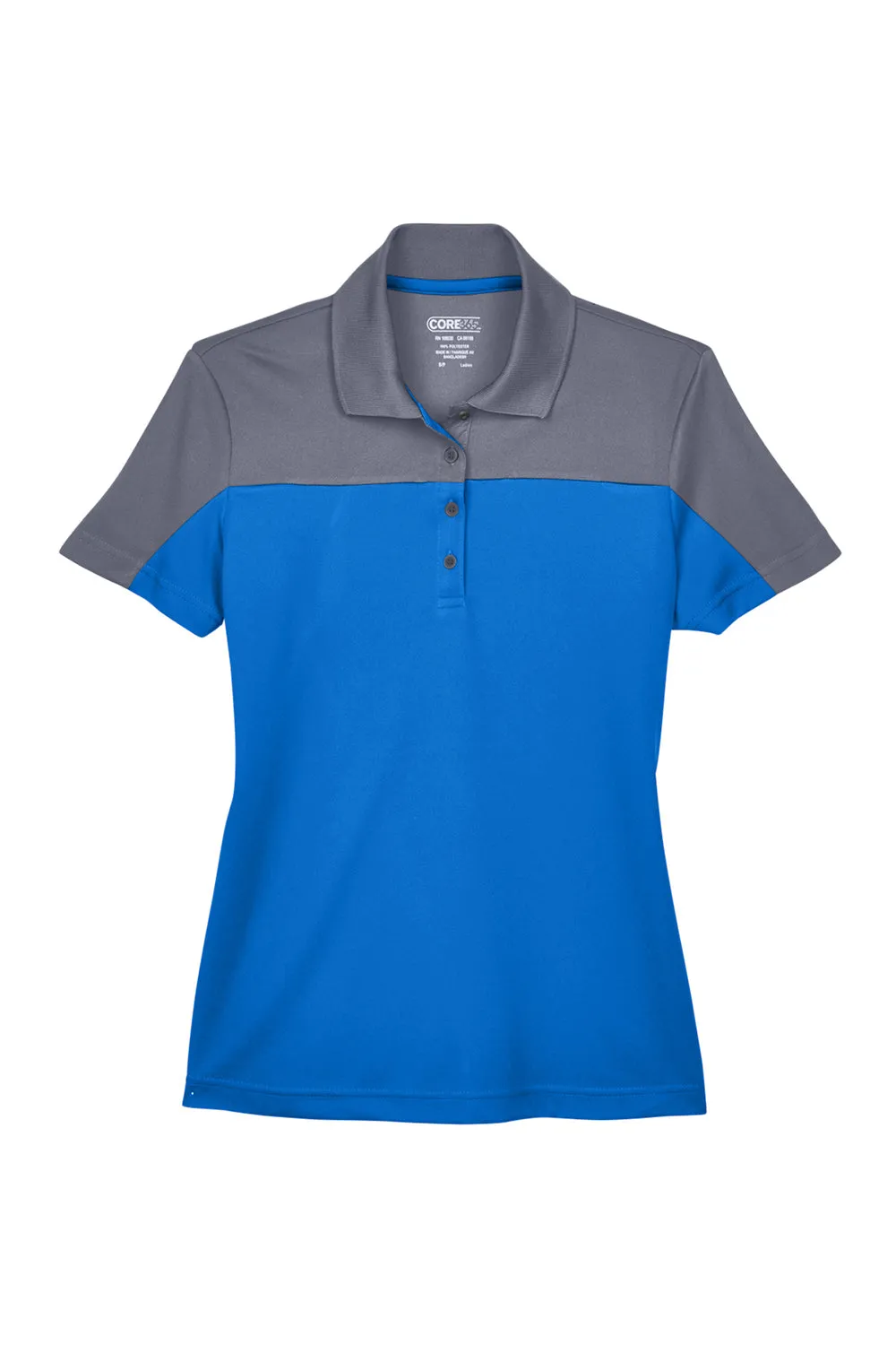 Core 365 Womens Balance Performance Moisture Wicking Short Sleeve Polo Shirt - True Royal Blue/Carbon Grey