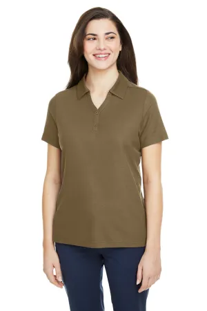 Core 365 Womens Fusion ChromaSoft Performance Moisture Wicking Pique Short Sleeve Polo Shirt - Coyote Brown