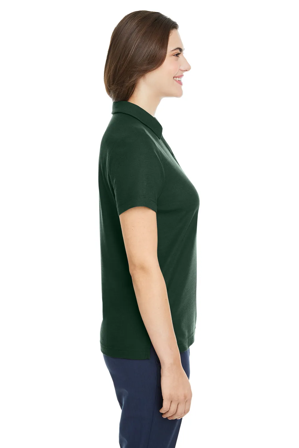 Core 365 Womens Fusion ChromaSoft Performance Moisture Wicking Pique Short Sleeve Polo Shirt - Forest Green