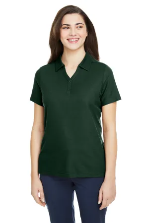 Core 365 Womens Fusion ChromaSoft Performance Moisture Wicking Pique Short Sleeve Polo Shirt - Forest Green