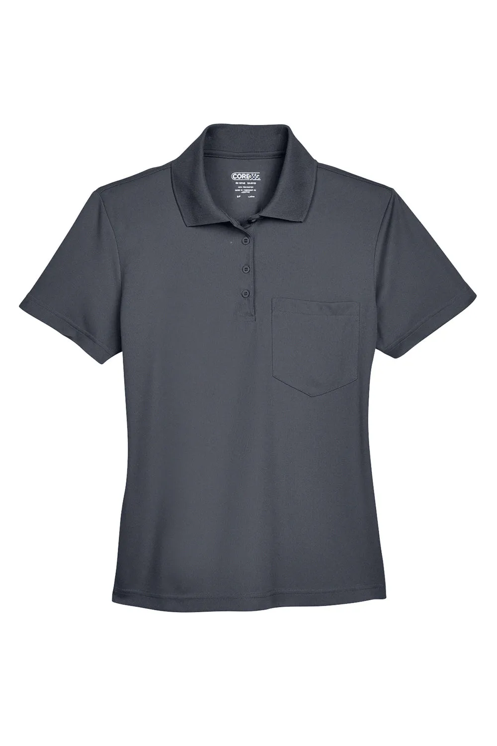 Core 365 Womens Origin Performance Moisture Wicking Short Sleeve Polo Shirt w/ Pocket - Carbon Grey