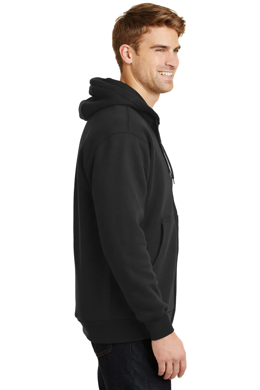 CornerStone Mens Full Zip Hooded Sweatshirt Hoodie w/ Pockets - Black