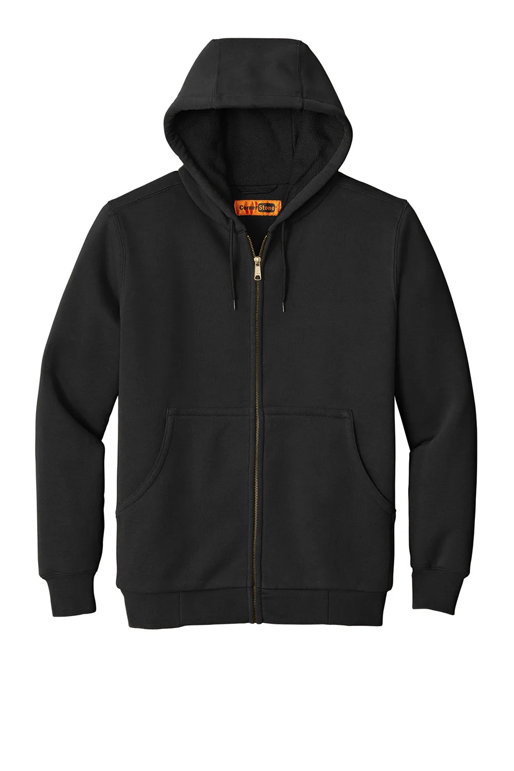 CornerStone Mens Full Zip Hooded Sweatshirt Hoodie w/ Pockets - Black
